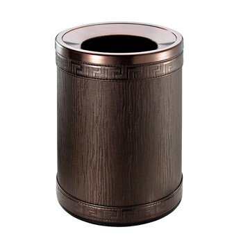 南 GPX-45QX 南方套皮房间桶 啡色格皮纹 商用酒店宾馆客房垃圾桶 皮纹房间桶 果皮桶