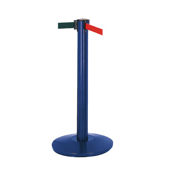 南 LG-K 加高伸缩带喷塑栏杆座 哑面蓝杆 两米隔离带警戒线围栏护栏排队栏