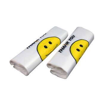 兰诗（LAUTEE）DA4093 笑脸袋手提垃圾袋超市购物打包袋 3丝24*40cm(100个/捆) 5捆装