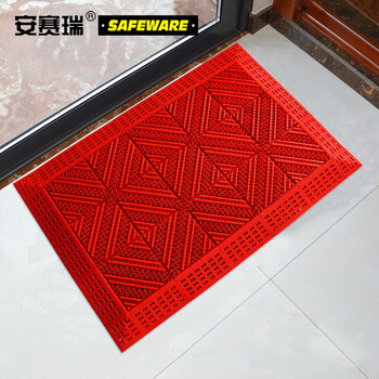 安赛瑞 室外镂空除尘地垫 EVA拼接门垫 刮泥防滑脚垫 红色 60×75×2.5cm 23316