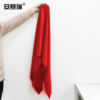 安赛瑞 超细纤维磨绒毛巾 60×180cm 多用途大号百洁布吸水清洁布保洁洗车 红色 27057