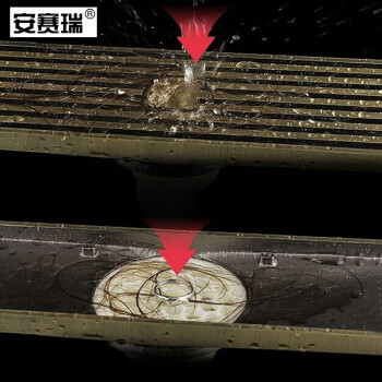 安赛瑞 全铜长条地漏 全铜酒店商场浴室地漏大排量铜质 本色 8cm×30cm 510083