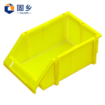 固乡货架零件盒分类螺丝收纳盒元件五金配件工具箱（斜口盒黄色R3号320×200×140MM）