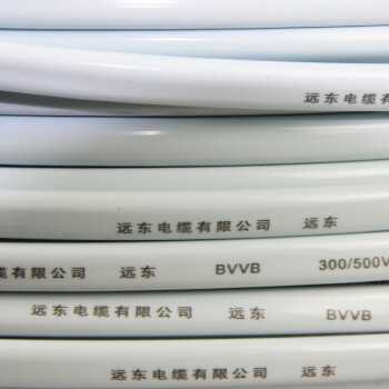 远东电缆 BVVB 2*1平方国标装潢明线照明铜芯两芯扁形护套硬线 100米 白色