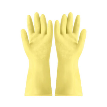 帮手仕 乳胶防滑防水防护洗碗保洁工作干活劳动手套劳保用品手套A1 黄色10双 S码