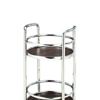 南 C-88 圆形酒水车 镜钢 大堂茶水饮料车 酒店餐车推车置物架 移动甜品车送餐车