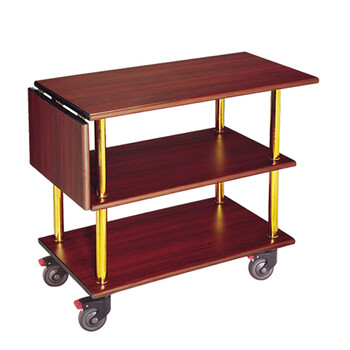 南 C-20 三层服务车 镜金 红木色 可拆装 餐车清洁车服务车手推车 酒店移动餐车