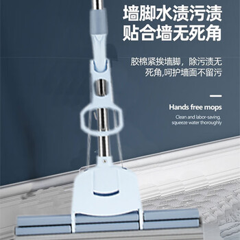 亿丽佳 滚轮式海绵拖把 吸水胶棉拖布 免手洗挤水式拖布 大号双排直杆38cm 10件/组 