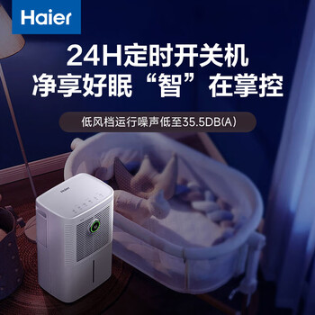 海尔（Haier）除湿机/抽湿机 除湿量12升/天 家用轻音抽湿器卧室干燥机地下室除湿器  CF12-PS1