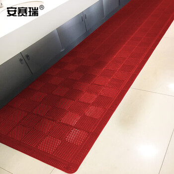 安赛瑞 疏水防滑垫 泳池卫生间拼块地垫 60cm×90cm×9mm PVC镂空疏水垫 红色27120