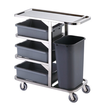 南 C-23D 收碗碟车 镜钢 可拆装 三层塑料收碗车 收餐车收碗碟车盆桶餐具收集车
