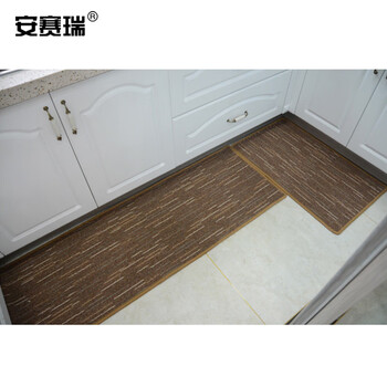 安赛瑞 厨房地垫 洗手间浴室防滑垫 50×80cm 长条地毯门垫 吸水脚垫 条纹棕色 700621