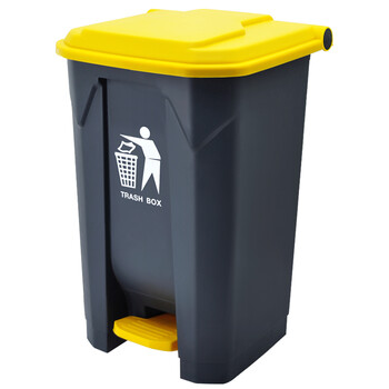 益美得 脚踏垃圾桶户外大号酒店分类垃圾箱厨房餐厅果皮桶 脚踏80L灰黄桶