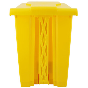 益美得 黄色脚踏垃圾桶医诊院疗所用垃圾箱大小号加厚带盖废物垃圾桶 80L脚踏桶