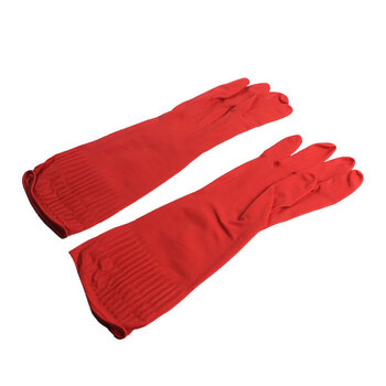 冰禹 BY-77S 防滑耐磨工业乳胶橡胶手套 劳保保洁手套 38cm红色乳胶 L码（1双）