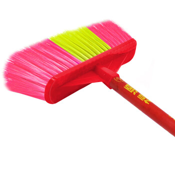 兰诗（LAUTEE）SB-0318 环卫物业学校扫把笤帚 单个木柄塑料丝扫把 红斜杆小号硬毛宽头