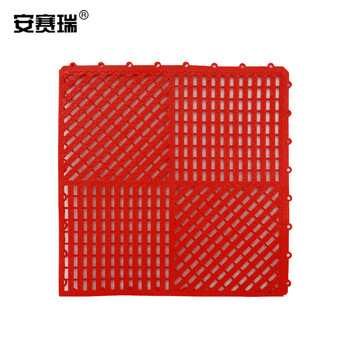 安赛瑞 疏水防滑垫 泳池卫生间拼块地垫 60cm×90cm×9mm PVC镂空疏水垫 红色27120