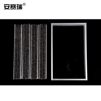 安赛瑞 铝合金地垫 除尘防滑刮泥地垫 2.0壁厚 进门嵌入式脚垫 银行酒店商场门垫50×80cm凹槽款 黑色26541