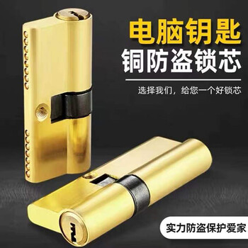 驼铃纵横 AQQJ0053 防盗门锁芯铜AB锁芯铜大门锁芯老式双面防撬铜弹子通用型 90偏32.5-57.5