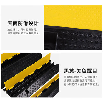 者也 线槽减速带橡胶PVC电缆保护槽压线板室内外地面线槽橡胶盖线板线槽板 盖板大一线槽1000*580*125mm