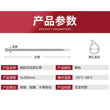 飞尔（FLYER）进口尼龙扎带 束线捆绑自锁式扎线 尼龙塑料扎带 黑色【5×200MM 1根】500根起批