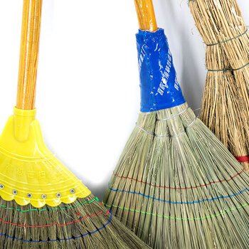 冰禹 BYlf-09 环卫扫帚 劳防清洁扫帚（10把）车间地面清洁扫帚 商超耐用铁扫帚 龙须草笤帚 龙须草笤帚10把