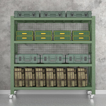 知旦移动仓储货架ZD8130置物架收纳架带轮带网2000*600*2000mm承重500KG军绿色