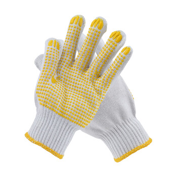 君御 71072D 720克线点塑手套建筑工地耐磨防滑劳保手套 黄点塑 12副
