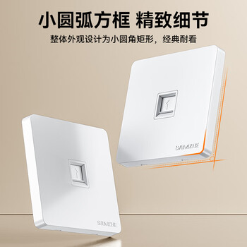 山泽  网络网线口面板  通用超五/六/七类模块加厚86型面板 适用电脑电话信息房间网络插座 单口WAN-01