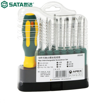 世达（SATA）09346 16件可换头螺丝批组套