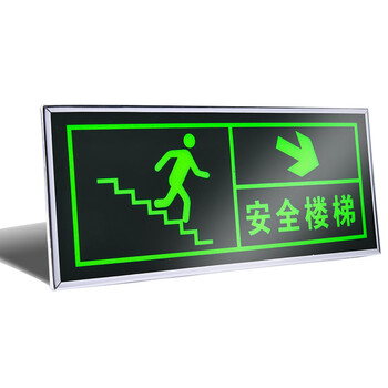 安燚 安全出口带框 指示牌夜光墙贴楼梯通道消防标识标牌ZHE-280