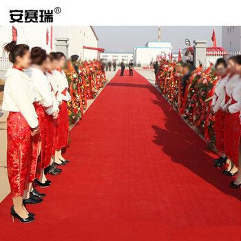 安赛瑞 一次性地毯 商用婚庆办公室楼梯开业展会舞台过道长期 长10m厚2.5mm红色 26316