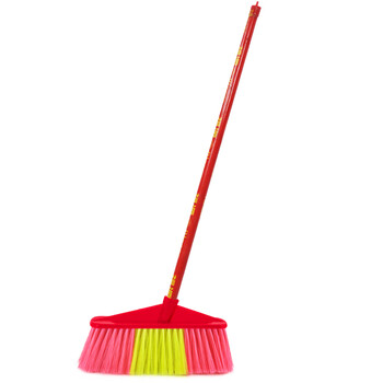 益美得 木柄硬毛扫把户外庭院笤帚商用物业环卫清洁扫把 红斜杆宽头硬毛大号（三把装）