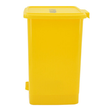 益美得 黄色脚踏垃圾桶医诊院疗所用垃圾箱大小号加厚带盖废物垃圾桶 15L脚踏桶