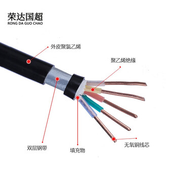 国超电缆YJV-0.6/1KV-3*6+1*4铜芯国标架空户外防老化3+1芯电力电缆 1米【硬丝 】