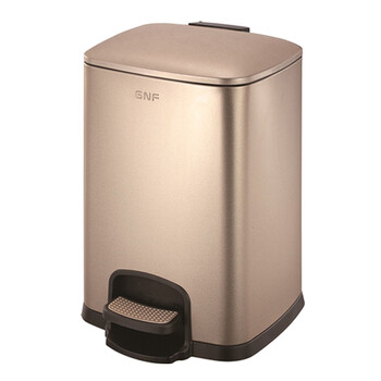 南 SJ12-F03 南方形脚踏桶  香槟金 防指纹不锈钢垃圾桶 12升容量 果皮桶  商用酒店宾馆客房垃圾桶