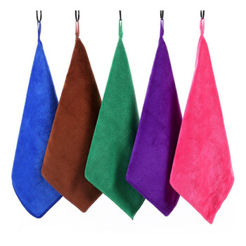 兰诗（LAUTEE）DA1080 清洁方巾挂钩超细纤维毛巾清洁手帕 绿色30*30cm10条装