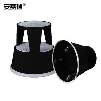 安赛瑞 钢制脚踏梯凳 理货凳超市取货凳登高凳 图书馆洗车移动梯凳 多功能仓库可移动脚踏圆凳 黑色 25233