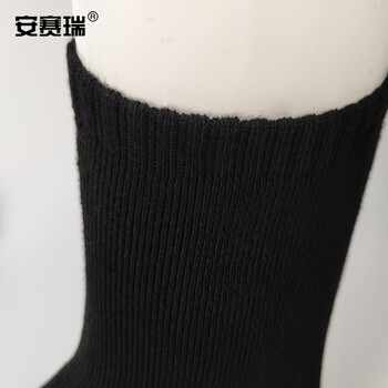 安赛瑞 冬季加厚棉袜 保暖加绒劳保中筒毛圈袜 男士耐磨劳保袜子 劳保工作袜5双装(黑色) 25630