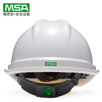 梅思安/MSA PE豪华型有孔安全帽 一指键帽衬 新国标白色 针织吸汗带 国标D型下颏带 1顶 可印字