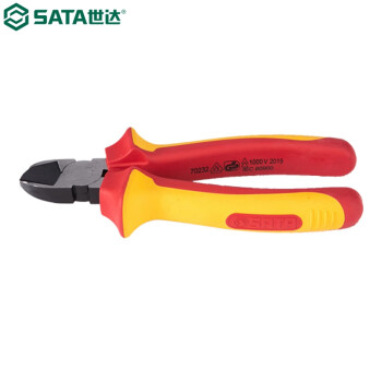 世达（SATA）70233 VDE绝缘耐压斜嘴钳7"