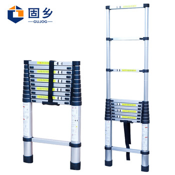 固乡 伸缩梯子 直梯梯 仓库铝合金加厚折叠梯便携多功能升降工程楼梯 伸缩直梯3.2米