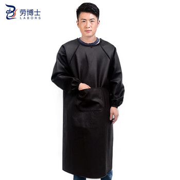 劳博士（LABORS) 皮革罩衣  反穿衣 防水防油服 餐厅水产洗车店劳保工作服  加厚加大 黑色