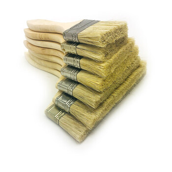 兰诗（LAUTEE）DF-1002 白木柄毛刷  工业用 软毛油漆刷子鬃猪毛 1寸加厚鬃刷  10把/盒