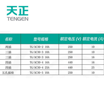 天正电气 模数化插座 AC30 10A 五孔五插 配电箱插座 337010100001 导轨插座