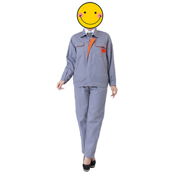 鸣固 长袖劳保工作服套装男女工厂工程服车间厂服工装灰色橘边套装 工作服 170L