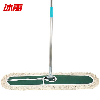 冰禹 尘推平板拖把排拖 绿白色90CM整套带杆 办公室家政工厂车间商场保洁吸水去污可拆卸(1个装)BY-637 
