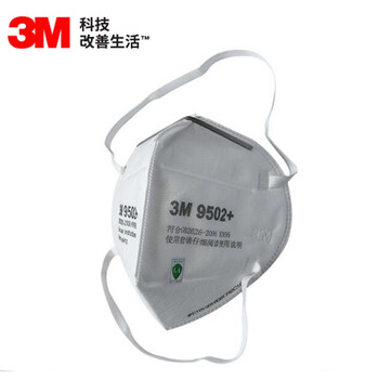 3M 9502+ 口罩 防雾霾PM2.5防飞沫KN95口罩舒适针织带头戴式环保装 1个