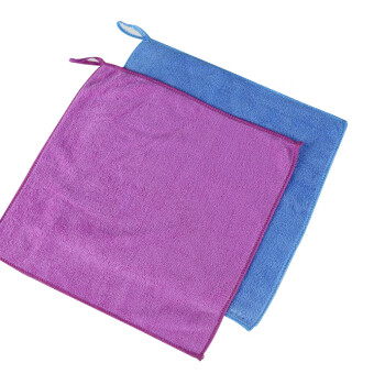 兰诗（LAUTEE）DA1080 清洁方巾挂钩超细纤维毛巾清洁手帕 粉红色30*30cm10条装