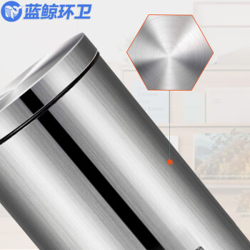 蓝鲸环卫【12L】垃圾桶卫生间客厅卧室厨房厕所带盖不锈钢脚踏式